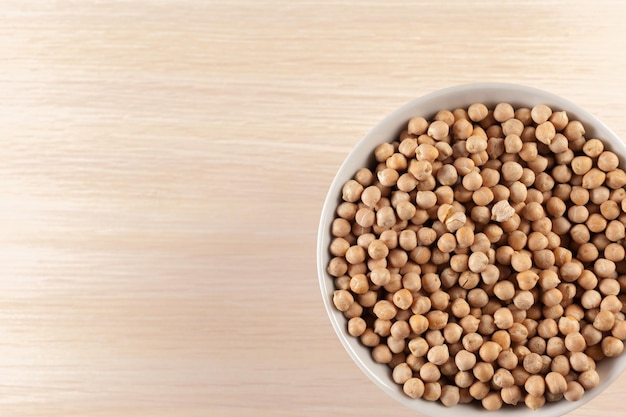 Soy beans on wooden table