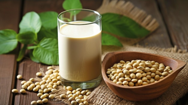 Soy milk with soybeans GENERATE AI