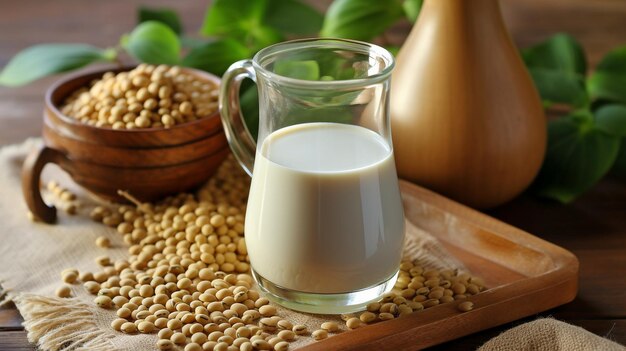 Soy milk with soybeans GENERATE AI