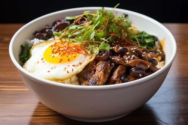 Photo soy miso mushroom teriyaki donburi