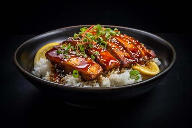 Photo soy miso seafood teriyaki dish