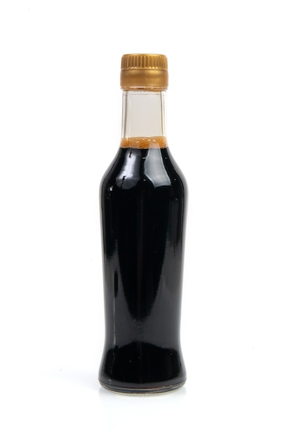 Soy sauce bottle on white background