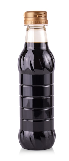 The Soy sauce in a plastic bottle isolated on white background.