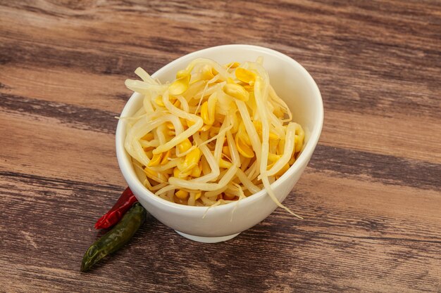 Soy sprout heap in the bowl