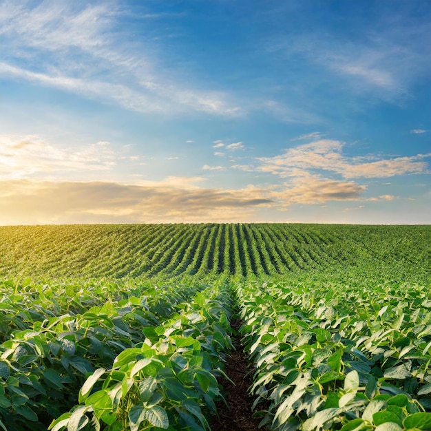 Photo soy symphony morning light creates a tranquil scene in the fields