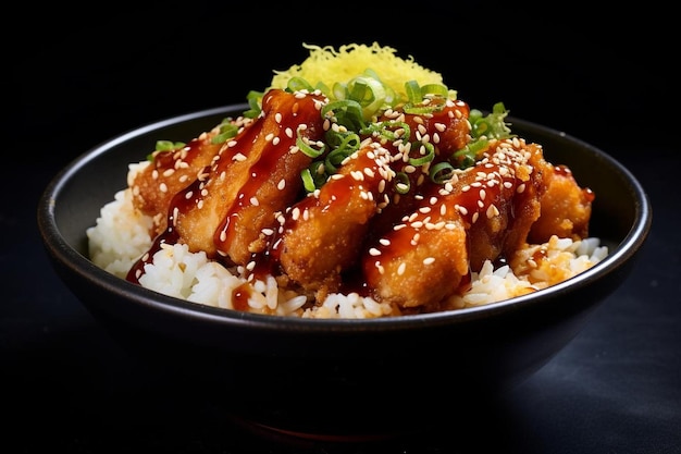 Foto pollo di soia teriyaki katsu donburi bliss