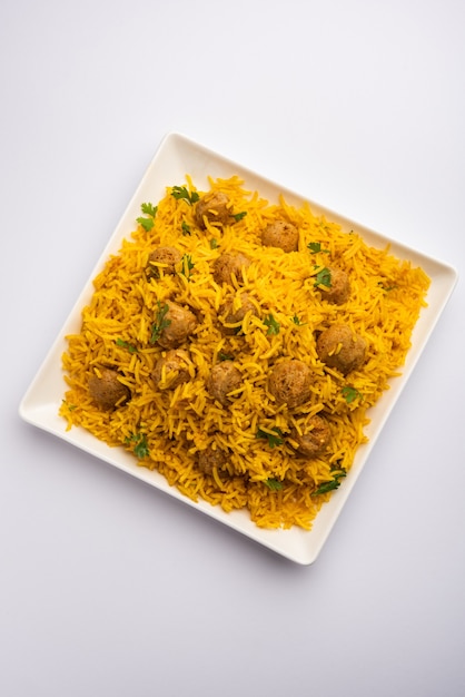 Soya Chunk Pulav of soja vadi pilaf