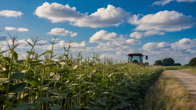 Photo soybean field in a sunny day agricultural scene