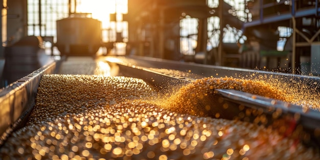 Soybean Processing Plant at Sunset