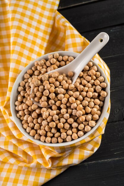 Soybean on wooden table