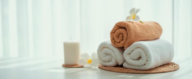 Spa accessory composition set in day spa hotel beauty wellness center