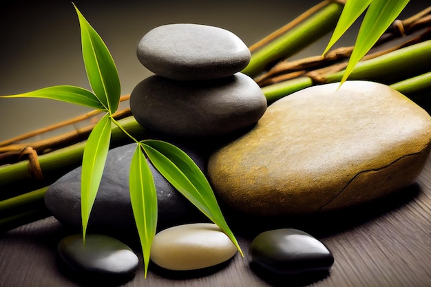 Spa background Bamboo and Calming Stones Generative AI