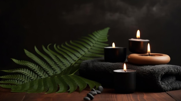 Spa background with candles Illustration AI GenerativexA