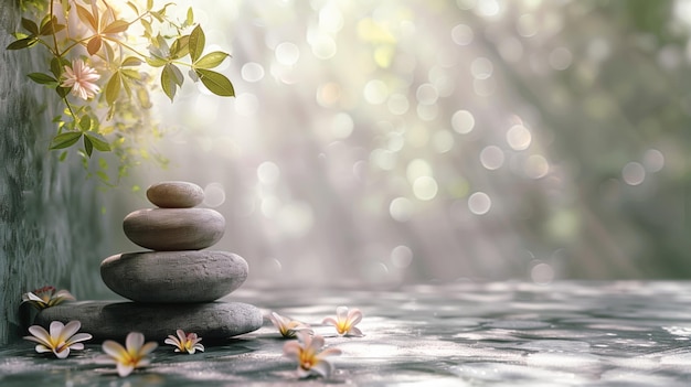 Photo spa background with zen stones