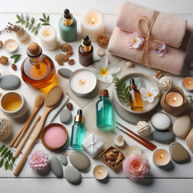 Photo spa composition flat lay 01