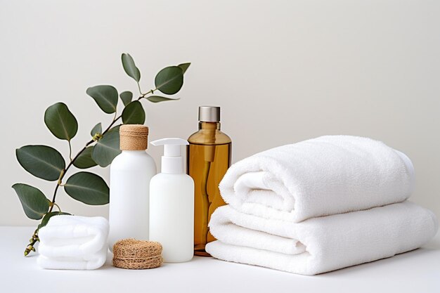 Photo spa composition with personal hygiene items on a white background isolated