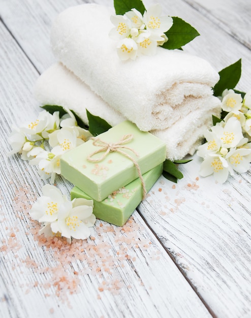 Spa concept with jasmine flowers