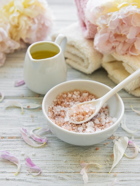 Photo spa concept with peonies