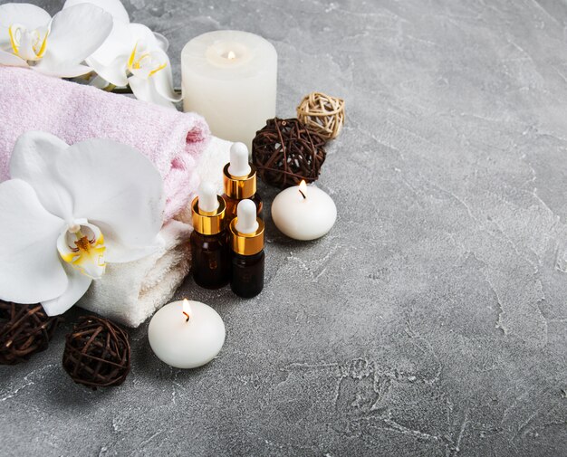 Spa concept with white orchids