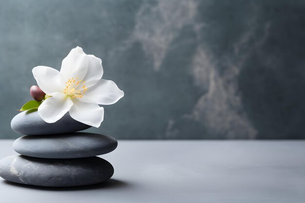 spa en yoga stenen met bloemen