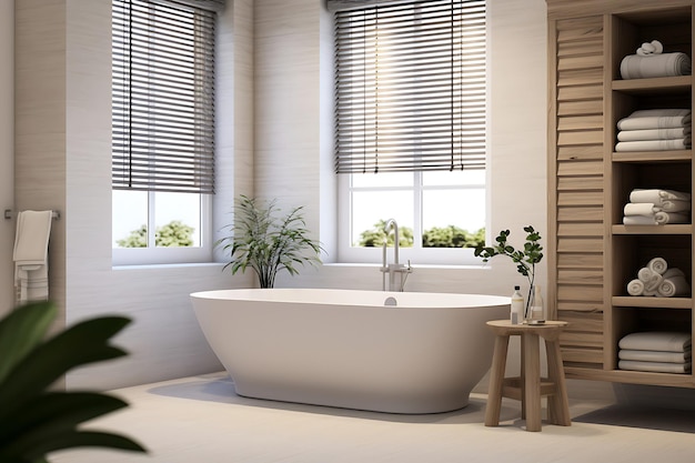 Spa geïnspireerd badkamer interieurontwerp 3D-rendering