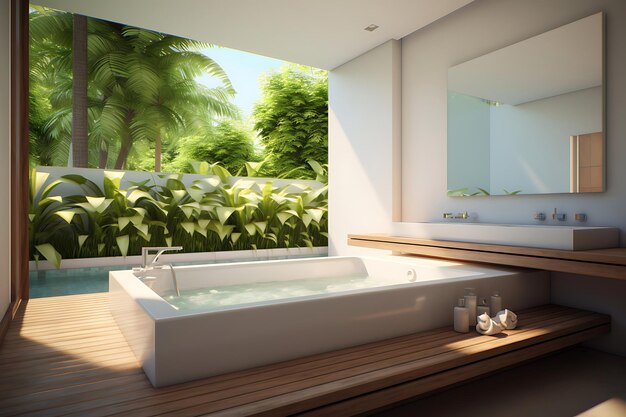 Foto spa inspired bathroom interior design rendering 3d