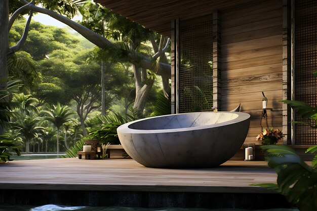 Вдохновленный Spa дизайн интерьера ванной комнаты 3D рендеринг