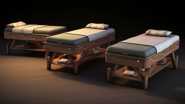Photo spa massage tables and cushions