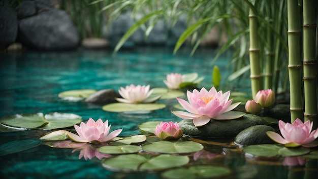 Photo spa natural background and petals and lotuses