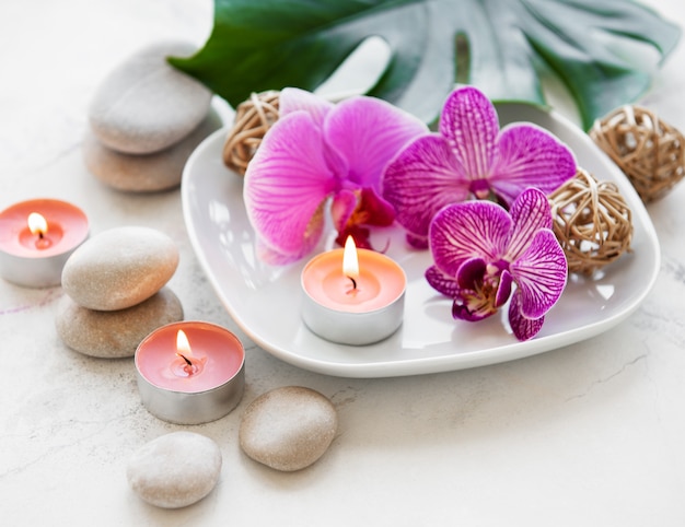 Spa-producten met orchideeën