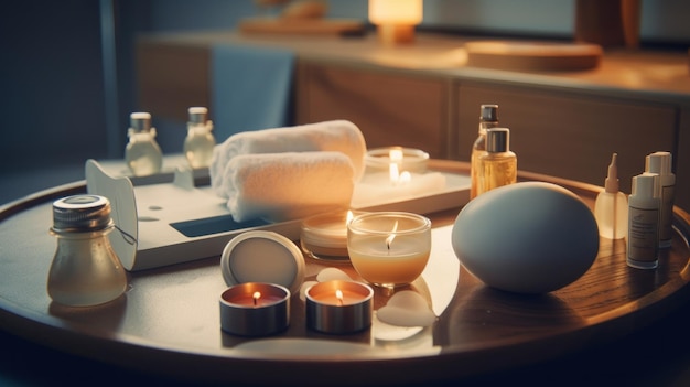 Spa products in spa center Generative ai