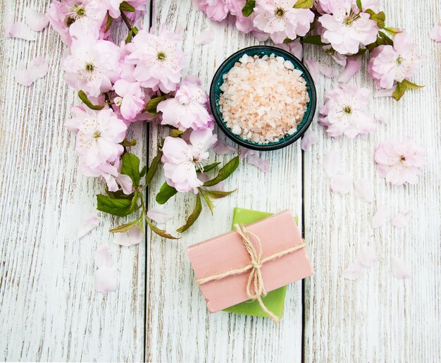 Spa products with sakura blossom