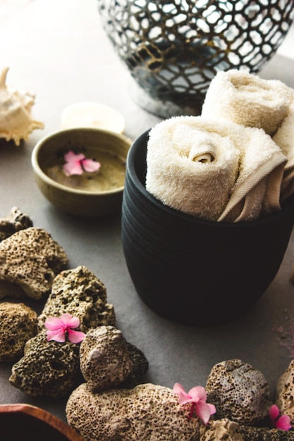 Spa products with towel