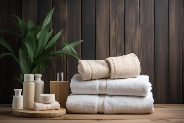 Spa set towels background Salon cotton Generate Ai