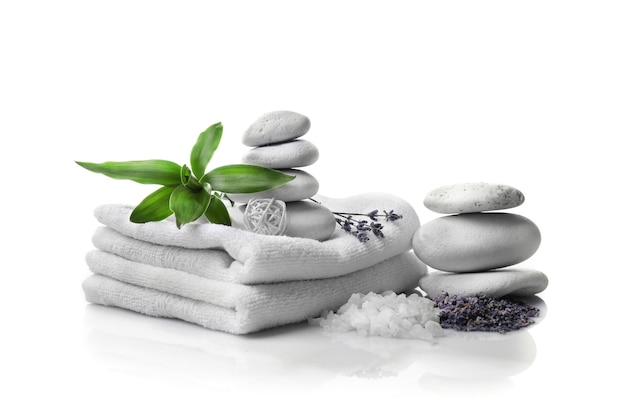 spa setting on table on light background