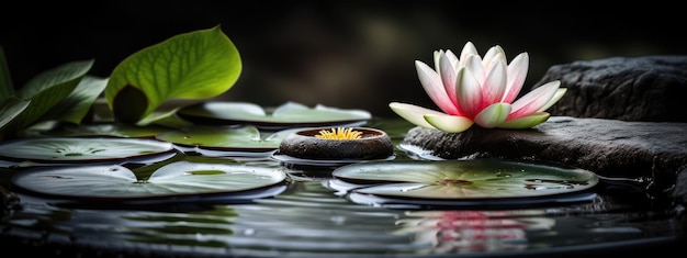 Spa Stenen en Water Lily Spa thema Banner