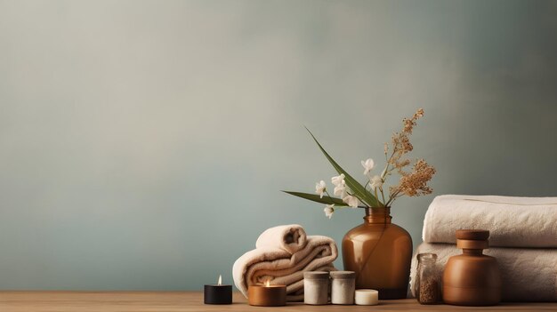 spa still life with towel and candle Ai