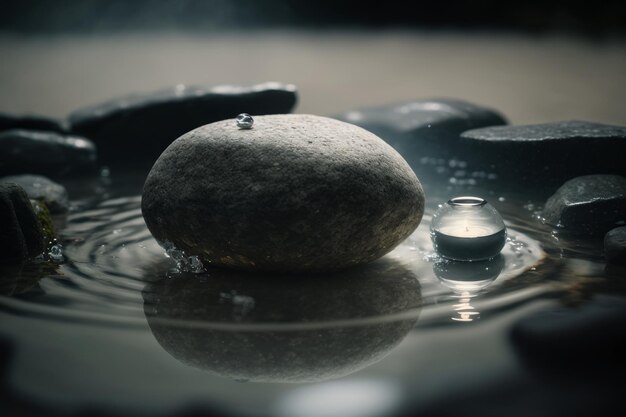 水と禅石のあるスパのある静物 イラストレーター AI ジェネレーティブ