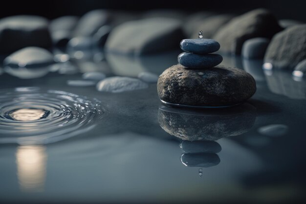 Spa still life with water water and zen stone Illustrator AI Generative