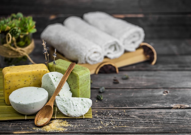 Spa still life on wooden background