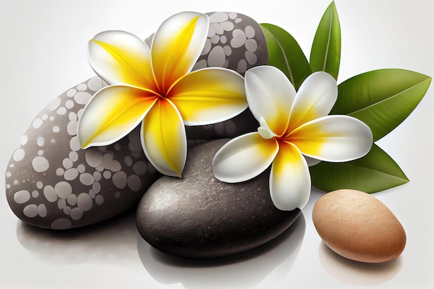 Spa stones with frangipani Generative Ai