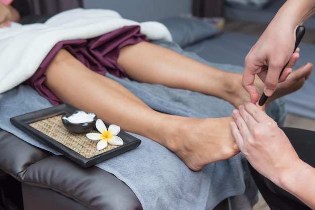 Spa and Thai foot massage, beautiful women relaxing and healthy of aromatherapy