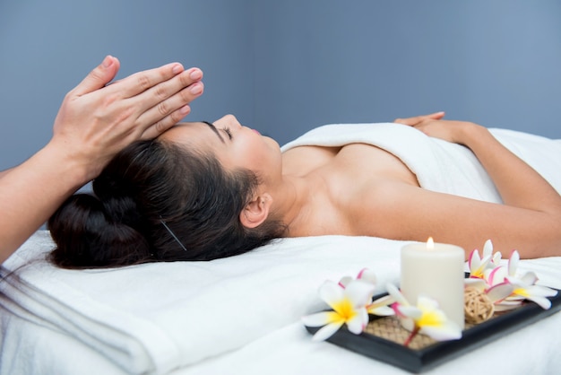 Spa and Thai massage, beautiful women relaxing and healthy of aromatherapy