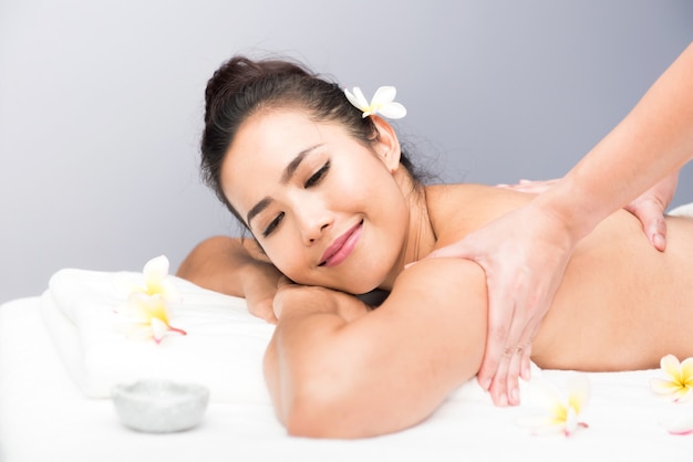 Spa and Thai massage, beautiful women relaxing and healthy of aromatherapy