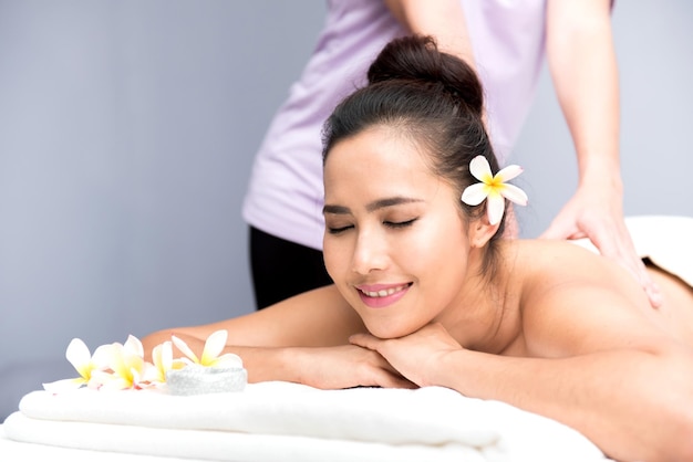 Spa and Thai massage, beautiful women relaxing and healthy of aromatherapy