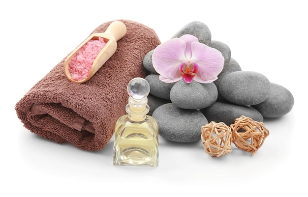 Spa treatment on white background