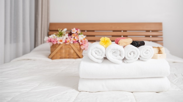 Spa wellness concept with white towels