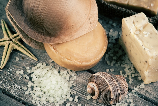 Spa with salt and organic soap