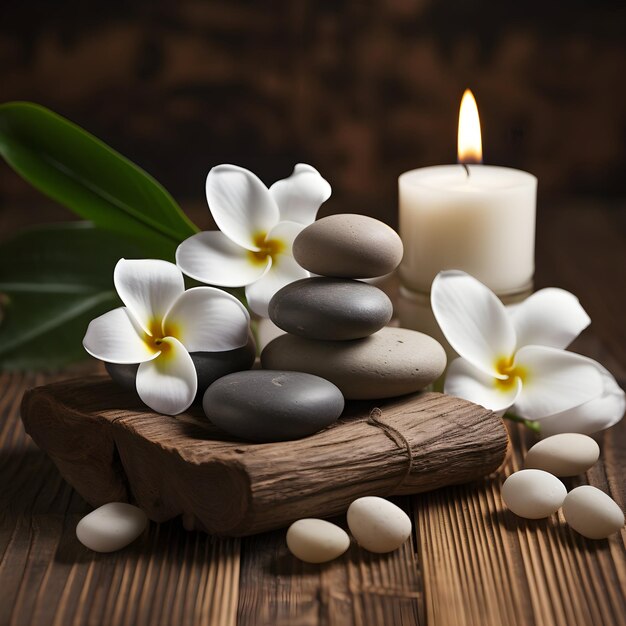 Premium AI Image spa and yoga stones with flowers
