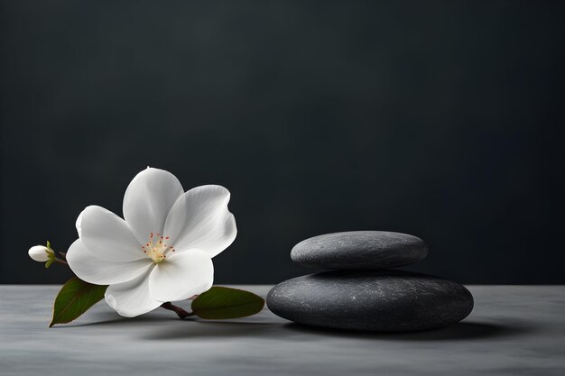 Photo spa and yoga stones with flowers